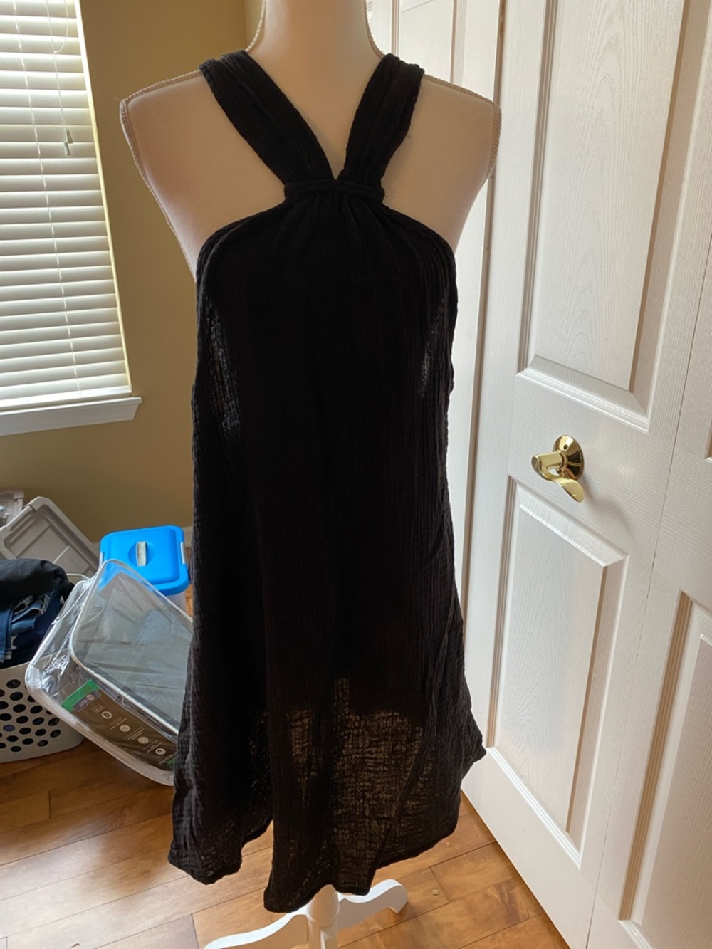Anthropologie Black Halter Swim Coverup Dress